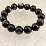 シルバーオブシディアン  14mm玉ブレスレット 47.4g (ID:84902)