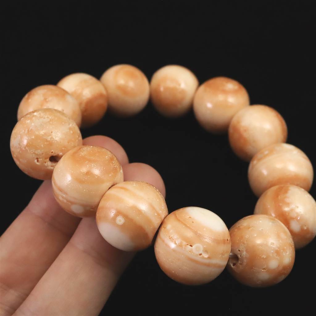 龍宮舎利石 タイ龍宮洞穴産 天眼 16.5mm玉ブレスレット 85.5g (ID