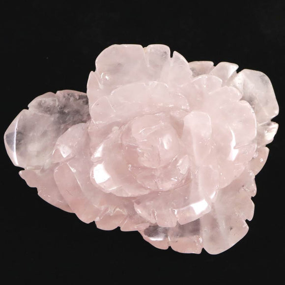 ローズクォーツ 薔薇彫刻置物　110mm  302g (ID:85235)