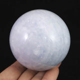 セレスタイト 天青石  69mmスフィア　丸玉　505ｇ (ID:86549)