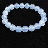 ブラジル産 アクアマリン AA+グレード 9.5mm玉ブレスレット 25.1g (ID:87610)