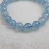 ブラジル産 アクアマリン AA+グレード 9.5mm玉ブレスレット 25.1g (ID:87610)
