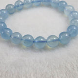 ブラジル産 アクアマリン AA+グレード 9.5mm玉ブレスレット 25.1g (ID:87610)