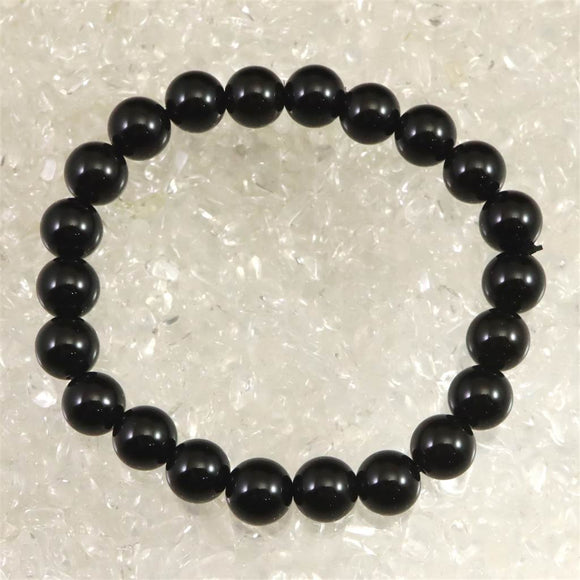 チベット産 天然モリオン水晶 4A  8.5mm玉 ブレスレット 18.9g (ID:88834)