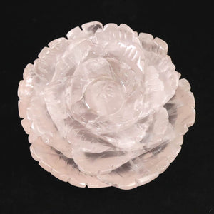 ローズクォーツ 薔薇彫刻置物　一刀一石彫り　489g (ID:88887)