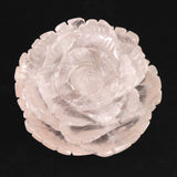 ローズクォーツ 薔薇彫刻置物　一刀一石彫り　489g (ID:88887)