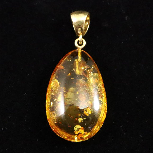 天然琥珀　バルティックアンバー 28mm ペアシェイプ ペンダントトップ 3.79g (ID:89575)