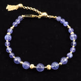 タンザナイト　ファセットカットビーズ　ブレスレット K18GY  7.9g (ID:89701)