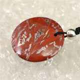 H&E社 レッドファイアアゼツライト(AZOZEO)  ディスク型 コード ペンダント 6.9g (ID:89818)