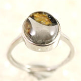 ロシア産　パラサイト隕石　11mmオーバル　リング  2.22g (ID:90156)