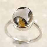 ロシア産　パラサイト隕石　11mmオーバル　リング  2.22g (ID:90156)