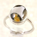 ロシア産　パラサイト隕石　11mmオーバル　リング  2.22g (ID:90156)