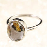 ロシア産　パラサイト隕石　11mmオーバル　リング  2.22g (ID:90156)