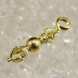 キベオン丸玉付ヴァジュラ 金剛杵 ゴールドカラー ペンダントトップ　1.7g　 (ID:90285)