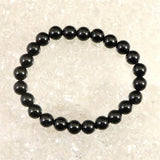 糸魚川翡翠 ヒスイ 黒 8ｍｍ玉ブレスレット ディレクトリカード付 21.8g (ID:90491)