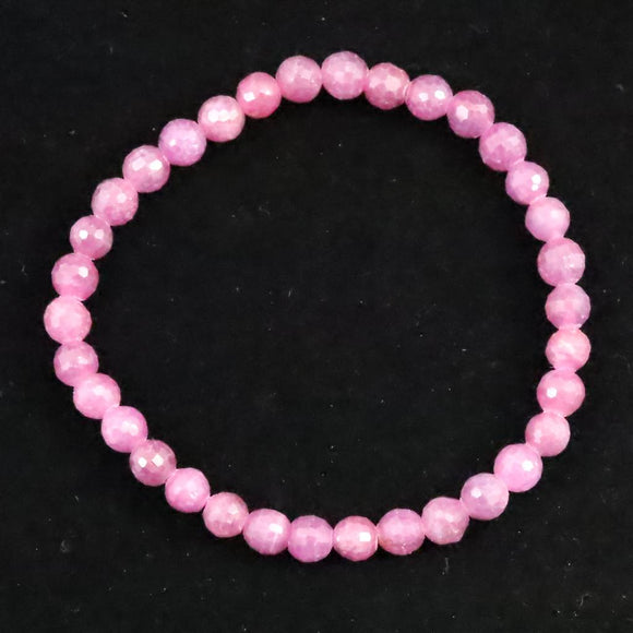 天然ルビー 128面カット  AA+  6mm玉 ブレスレット 12.5g　 (ID:91099)