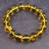 天然琥珀 バルティックアンバー 虫入り　アンバー  12.5mm玉ブレスレット 19.4g (ID:91324)