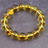 天然琥珀 バルティックアンバー 虫入り　アンバー  12.5mm玉ブレスレット 19.4g (ID:91324)