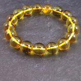 天然琥珀 バルティックアンバー 虫入り　アンバー  12.5mm玉ブレスレット 19.4g (ID:91324)