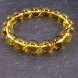 天然琥珀 バルティックアンバー 虫入り　アンバー  12.5mm玉ブレスレット 19.4g (ID:91324)