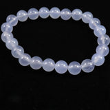 ブルーカルセドニー　8.5mm玉ブレスレット 19.4g (ID:91696)