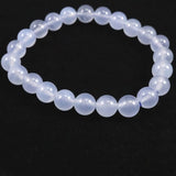 ブルーカルセドニー　8.5mm玉ブレスレット 19.4g (ID:91696)