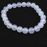 ブルーカルセドニー　8.5mm玉ブレスレット 19.4g (ID:91696)