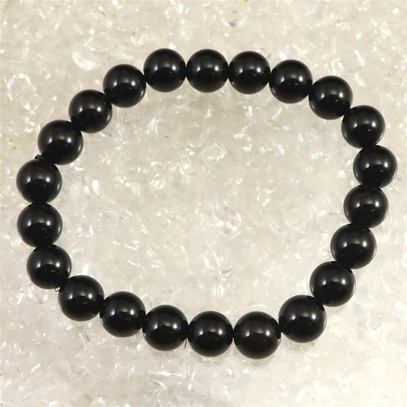 チベット産 天然モリオン水晶 4A  8.5mm玉 ブレスレット 18.9g (ID:92265)