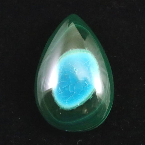 クリソコラインマラカイト　30mmペアシェイプ  タンブル 13.1g (ID:92805)