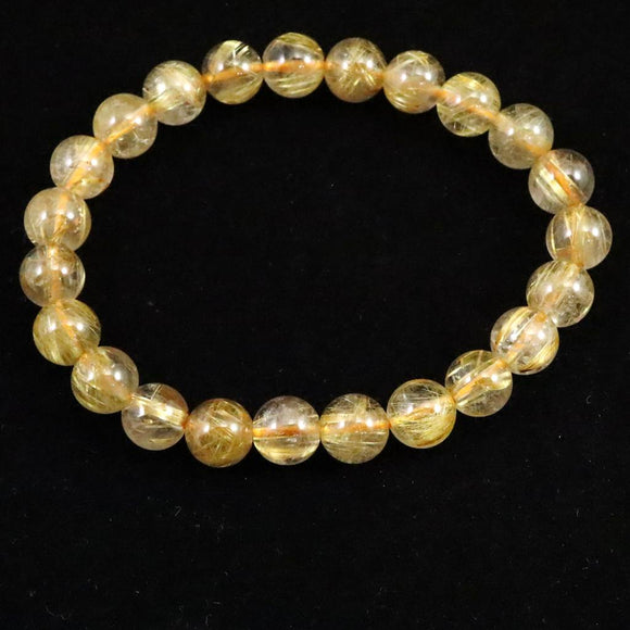 ゴールドタイチンルチルクォーツ AAA 8mm玉ブレスレット 17.4g (ID:93053)