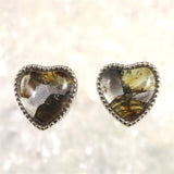 ロシア産　パラサイト隕石　8mmハート　ピアス 2.33g (ID:93247)