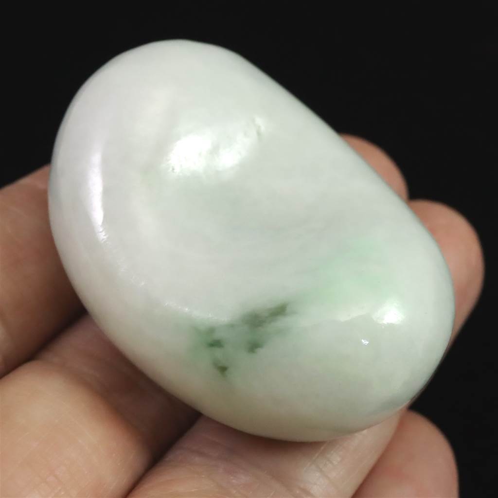 ミャンマー産 ホワイト＆グリーン翡翠 ヒスイ 44.5mm 箸置 50.3g (ID