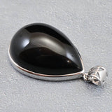 チベット産　黒水晶 モリオン 28mmペアシェイプ ペンダントトップ 10.2g (ID:93860)