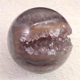 ブラジル産 アメジスト 77mmスフィア 丸玉 笑口 台付 540g (ID:94274)