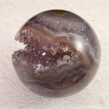 ブラジル産 アメジスト 77mmスフィア 丸玉 笑口 台付 540g (ID:94274)