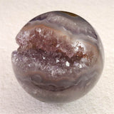 ブラジル産 アメジスト 77mmスフィア 丸玉 笑口 台付 540g (ID:94274)