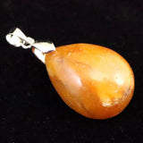 北海道産 蛍光オパール オレンジ  22mmペアシェイプ ペンダントトップ 4.0g (ID:94409)