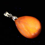 北海道産 蛍光オパール オレンジ  22mmペアシェイプ ペンダントトップ 4.0g (ID:94409)