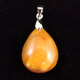 北海道産 蛍光オパール オレンジ  22mmペアシェイプ ペンダントトップ 4.0g (ID:94409)