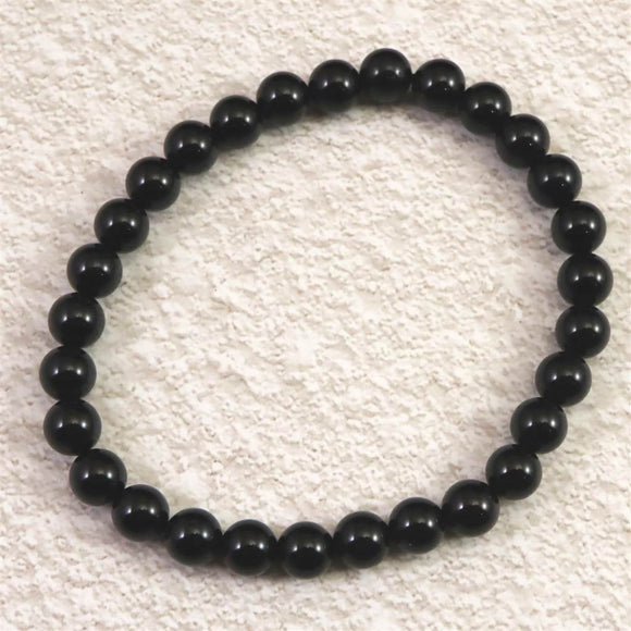 チベット産 天然モリオン水晶 4A  6mm玉 ブレスレット 10.3g (ID:94489)