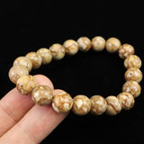 姫川薬石（ブラウン） 10mm玉ブレスレット　証明書付　27.5ｇ (ID:94857)