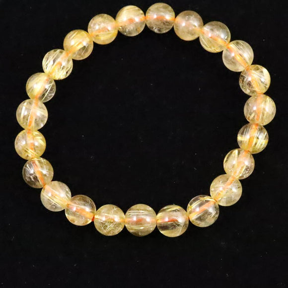 ゴールドタイチンルチルクォーツ AAAA 8mm玉ブレスレット 17.3g (ID:95617)