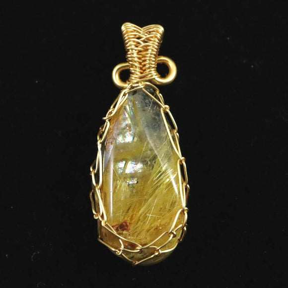 ゴールドルチルクォーツ  ワイヤー ペンダントトップ 2.9g (ID:95799)