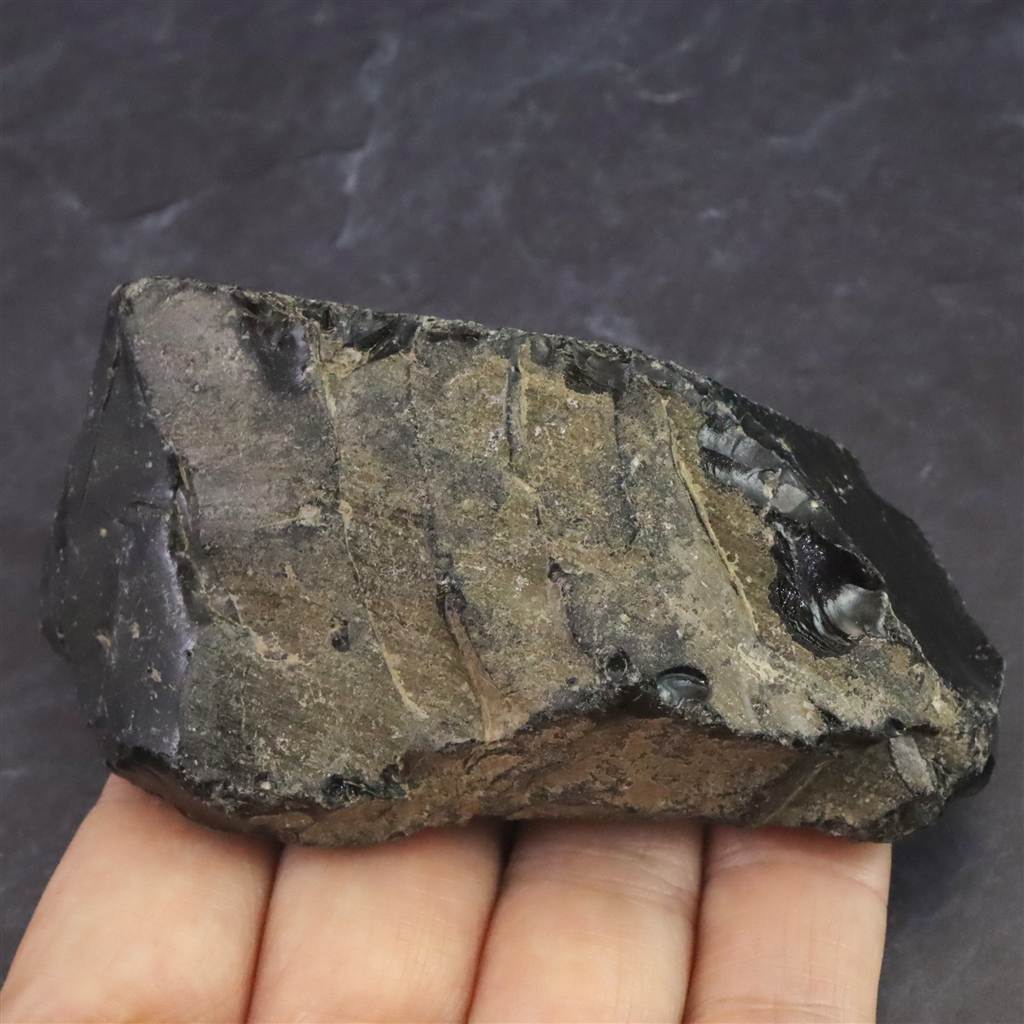 隠岐の島 黒曜石 原石 ディレクトリーカード付 135.7g (ID:95800