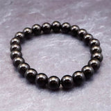 岐阜県産 黒水晶 モリオン 8mm玉ブレスレット　18.7g (ID:96170)