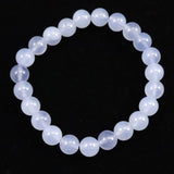 ブルーカルセドニー　8.5mm玉ブレスレット 19.2g (ID:96556)