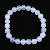 ブルーカルセドニー　8.5mm玉ブレスレット 19.2g (ID:96556)