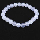 ブルーカルセドニー　8.5mm玉ブレスレット 19.2g (ID:96556)