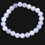 ブルーカルセドニー　8.5mm玉ブレスレット 19.2g (ID:96556)
