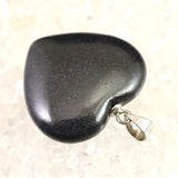 H&E社 ブラックアゼツライト(AZOZEO) 25mmハートペンダントトップ 証明書付 7.1g (ID:96831)